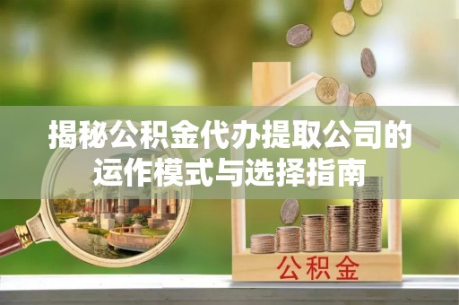 深州揭秘公积金代办提取公司的运作模式与选择指南